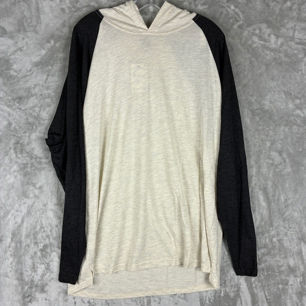 Jeff‎ Mens Raglan Hoodie Beige Black Lightweight Knit Long Sleeve XL JR9909 NEW